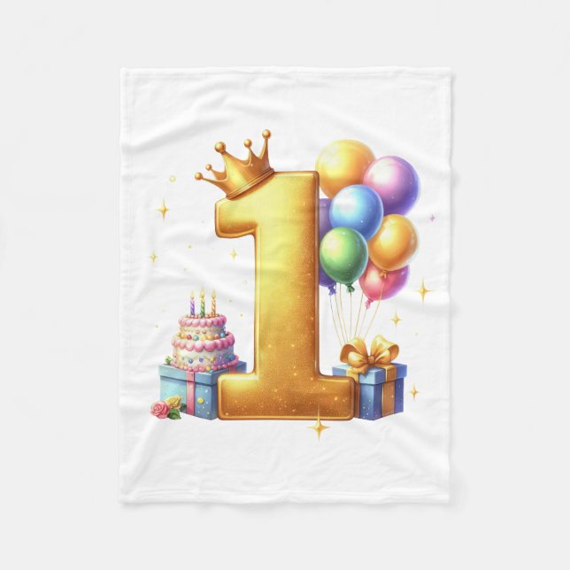 Goldener 1. Geburtstag Fleecedecke (Vorderseite)