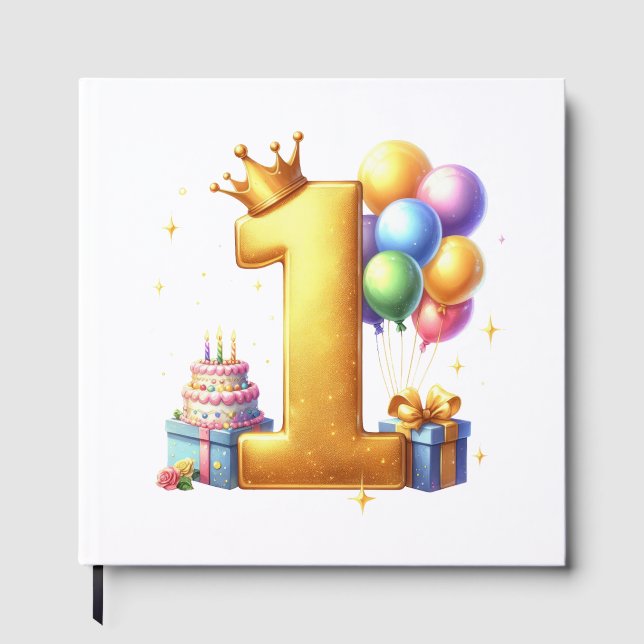 Goldener 1. Geburtstag Gästebuch (Vorderseite)