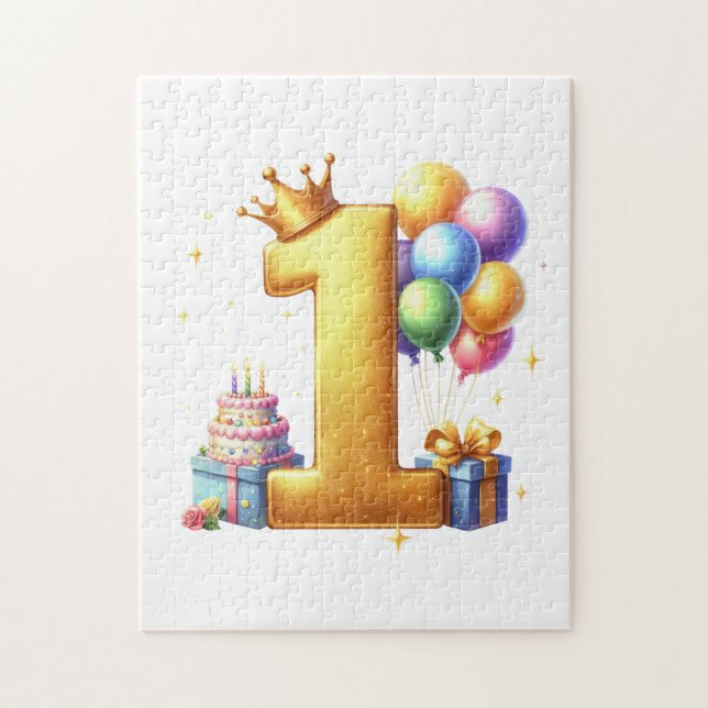 Goldener 1. Geburtstag Puzzle (Vertikal)