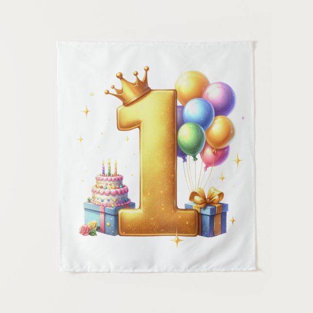 Goldener 1. Geburtstag Wandteppich (Vorderseite)