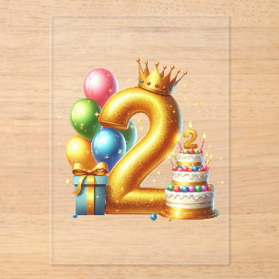 Goldener 2. Geburtstag Acryleinladungen