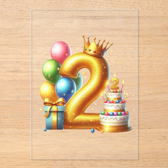 Goldener 2. Geburtstag Acryleinladungen (Vorderseite)