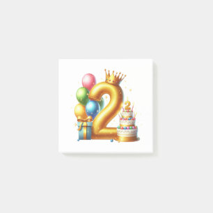 Goldener 2. Geburtstag Post-it Klebezettel