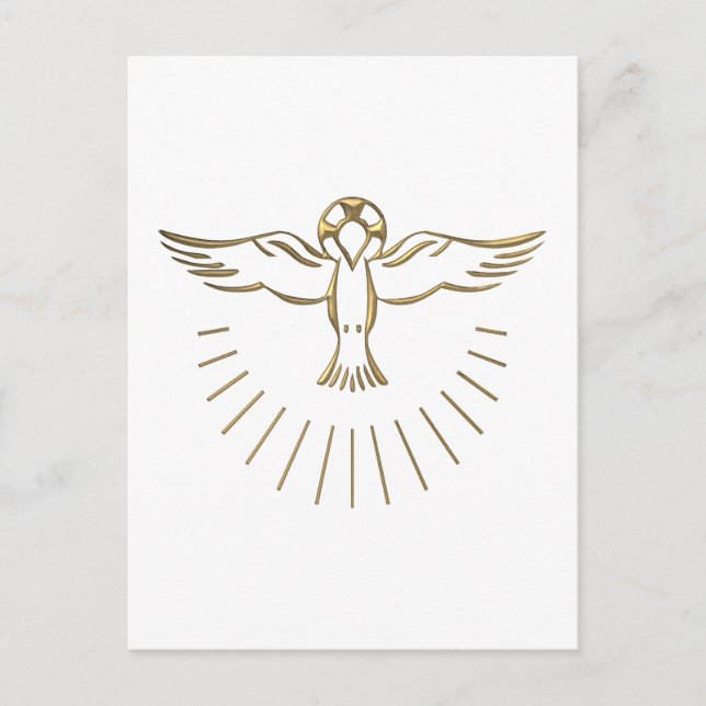 Goldener "3-D" Aufstieg des Heiligen Geistes Postkarte (Vorderseite)