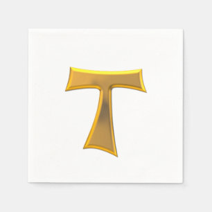 Goldener 3-D Blickfranziskanertau-Kreuz Serviette
