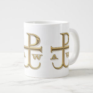 Goldener "3-D" Chi-Rho mit Anker Jumbo-Tasse
