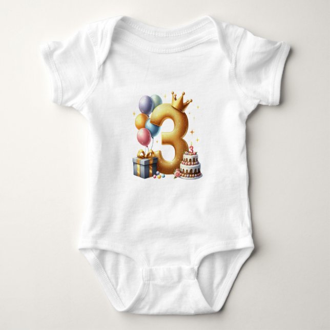 Goldener 3. Geburtstag Baby Strampler (Vorderseite)