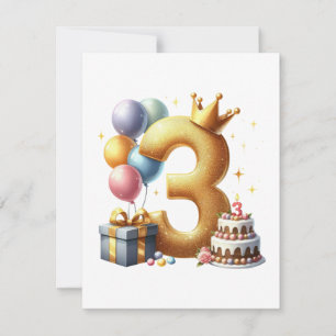 Goldener 3. Geburtstag Einladung