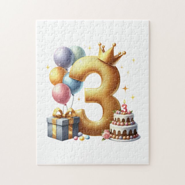 Goldener 3. Geburtstag Puzzle (Vertikal)
