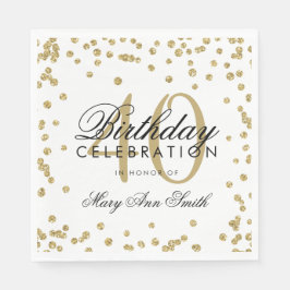 Goldener 40. Geburtstag Glitzer Confetti White Serviette