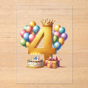 Goldener 4. Geburtstag Acryleinladungen