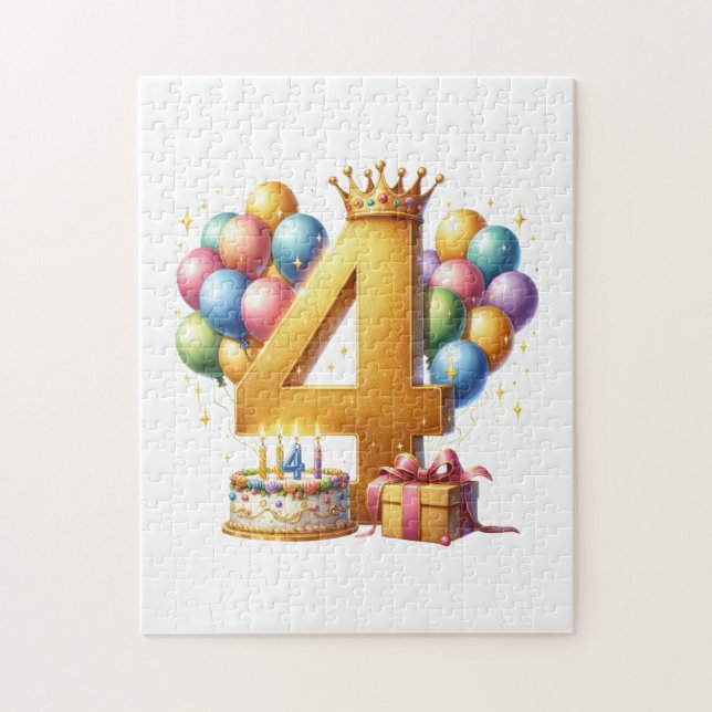 Goldener 4. Geburtstag Puzzle (Vertikal)