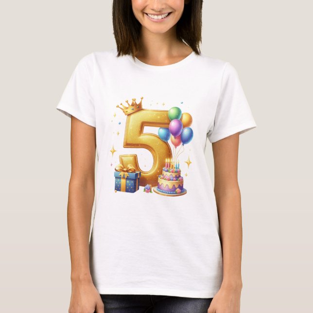 Goldener 5. Geburtstag T-Shirt (Vorderseite)
