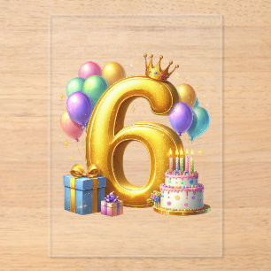 Goldener 6. Geburtstag Acryleinladungen