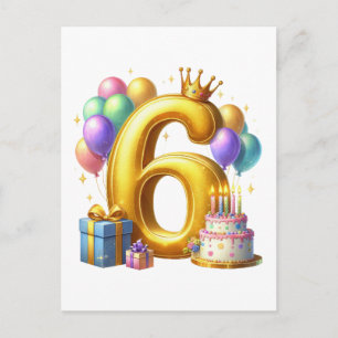 Goldener 6. Geburtstag Ankündigungspostkarte