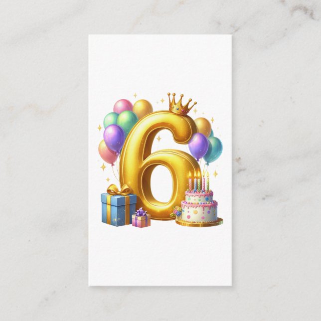Goldener 6. Geburtstag Begleitkarte (Vorderseite)