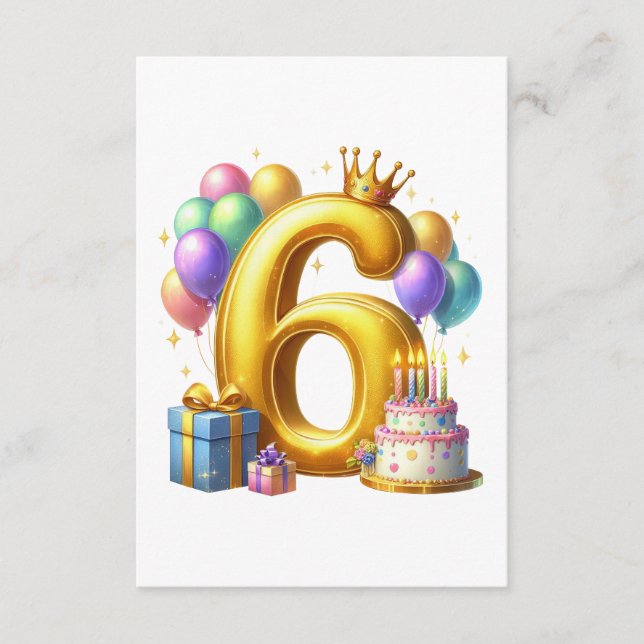 Goldener 6. Geburtstag Begleitkarte (Vorderseite)