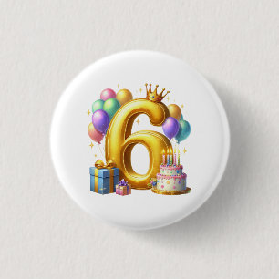 Goldener 6. Geburtstag Button