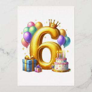 Goldener 6. Geburtstag Folieneinladung