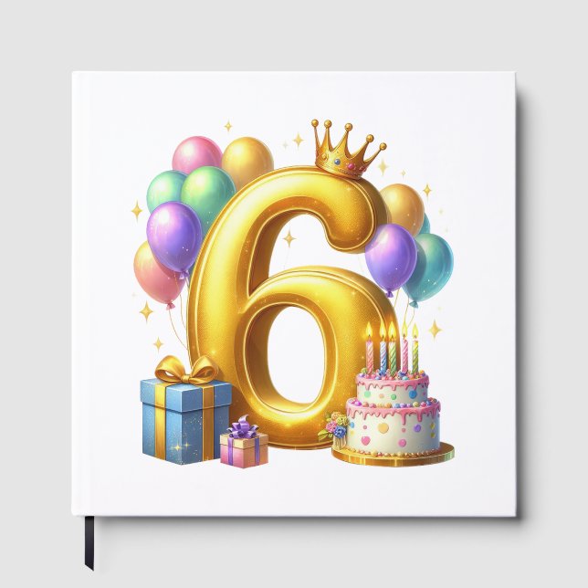 Goldener 6. Geburtstag Gästebuch (Vorderseite)