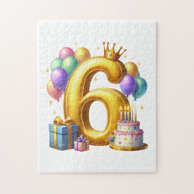 Goldener 6. Geburtstag Puzzle (Vertikal)