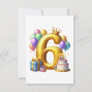 Goldener 6. Geburtstag RSVP Karte