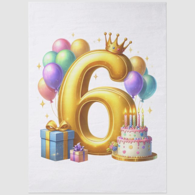 Goldener 6. Geburtstag Seidenpapier (Vorderseite)