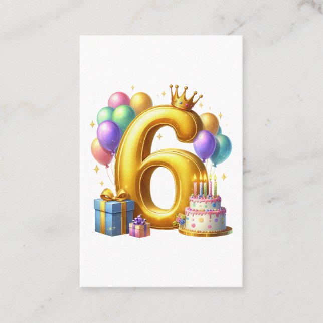 Goldener 6. Geburtstag Visitenkarte (Vorderseite)