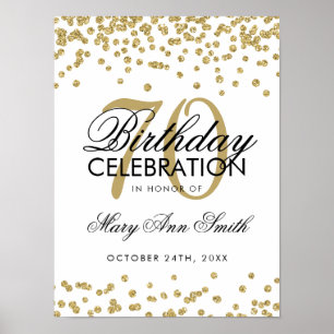 Goldener 70. Geburtstag Glitzer Confetti White Poster