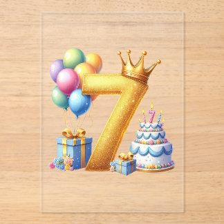 Goldener 7. Geburtstag Acryleinladungen