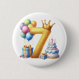 Goldener 7. Geburtstag Button