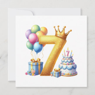 Goldener 7. Geburtstag Einladung