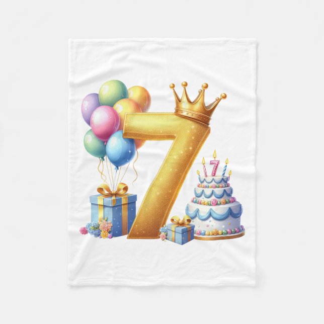 Goldener 7. Geburtstag Fleecedecke (Vorderseite)