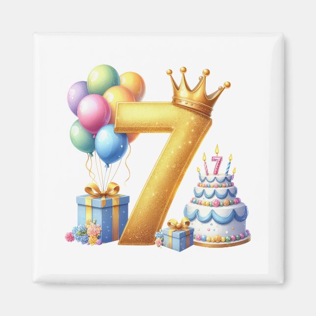 Goldener 7. Geburtstag Magnet (Vorne)
