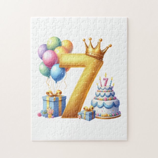 Goldener 7. Geburtstag Puzzle (Vertikal)