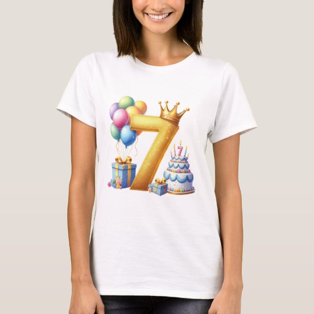 Goldener 7. Geburtstag T-Shirt (Vorderseite)