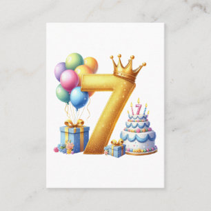 Goldener 7. Geburtstag Visitenkarte