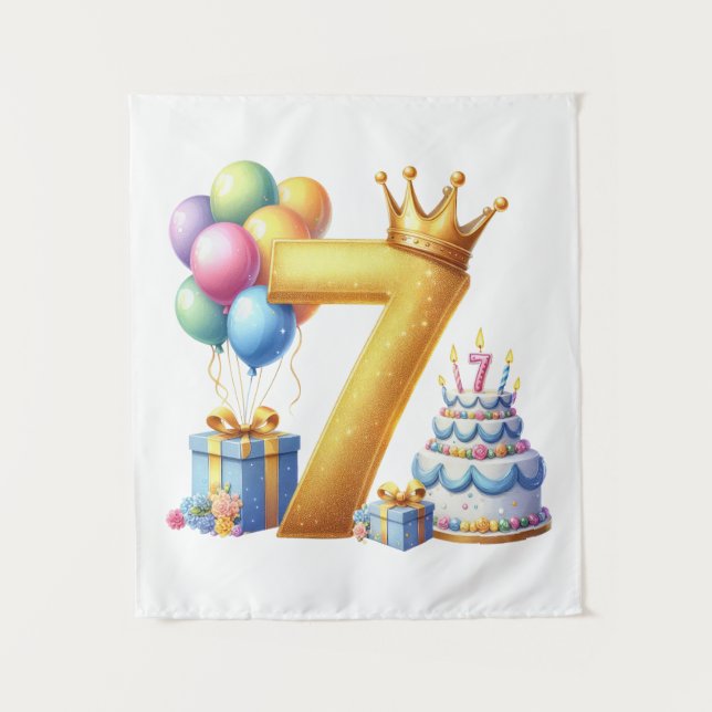 Goldener 7. Geburtstag Wandteppich (Vorderseite)