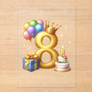 Goldener 8. Geburtstag Acryleinladungen