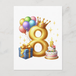 Goldener 8. Geburtstag Ankündigungspostkarte
