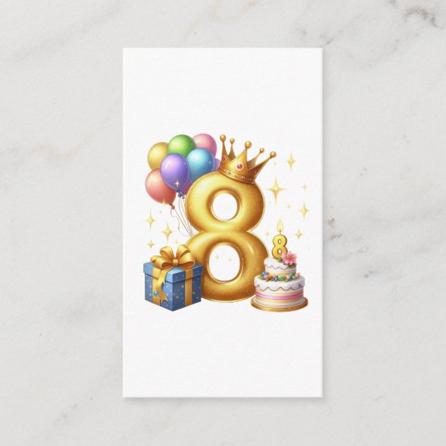 Goldener 8. Geburtstag Begleitkarte (Vorderseite)