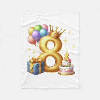Goldener 8. Geburtstag Fleecedecke