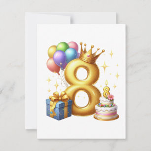 Goldener 8. Geburtstag Mitteilungskarte