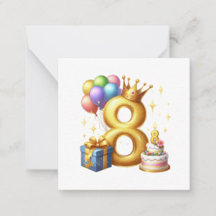 Goldener 8. Geburtstag Mitteilungskarte
