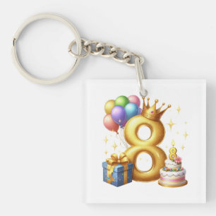 Goldener 8. Geburtstag Schlüsselanhänger
