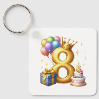 Goldener 8. Geburtstag Schlüsselanhänger