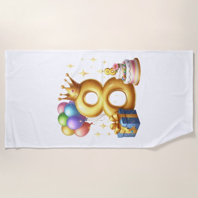 Goldener 8. Geburtstag Strandtuch (Vorderseite)