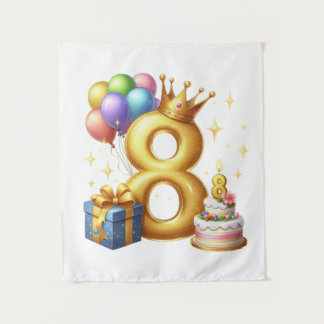 Goldener 8. Geburtstag Wandteppich