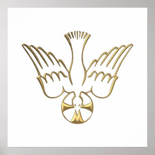 Goldener Abfall des Heiliger Geist Symbols Poster