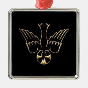 Goldener Abfall des Heiliger Geist Symbols Silbernes Ornament